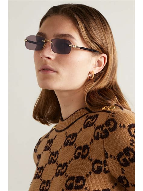 gucci rectangular-frame metal sunglasses sale|gucci 54mm round sunglasses.